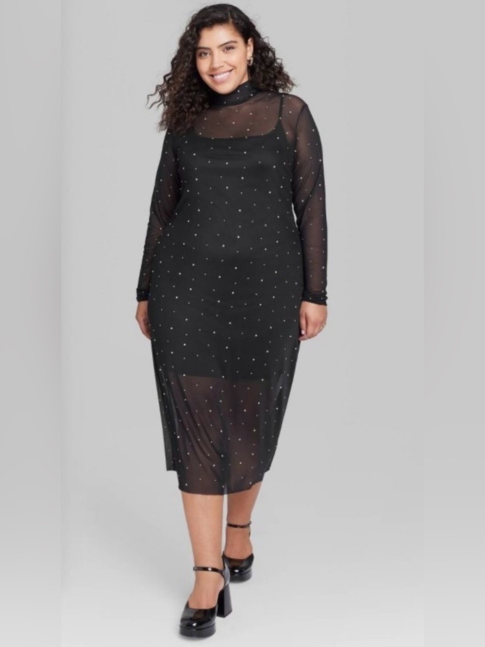 Wild Fable Women’s Rhinestone Mesh Midi Dress
